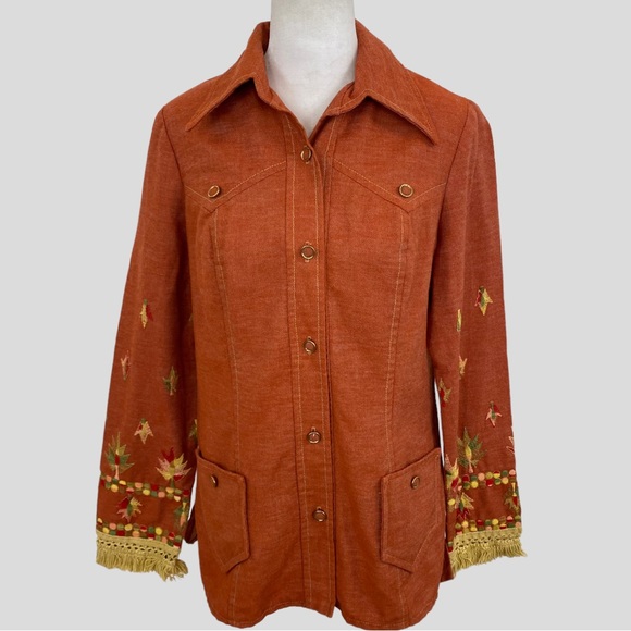 rust orange button shirt cuffed ... L main image 1